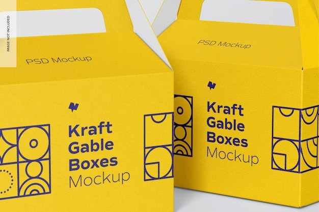 Download Premium Psd Kraft Gable Boxes Mockup Close Up