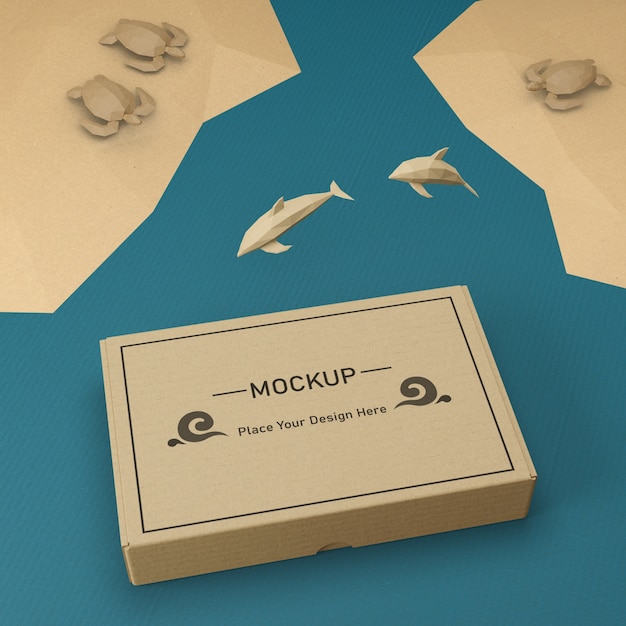 Download Kraft paper bag and dolphins with mock-up | Free PSD File