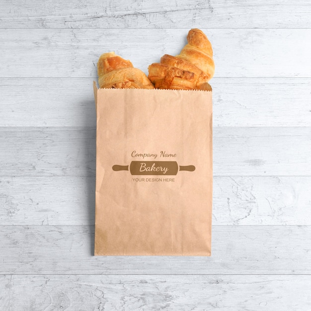 Kraft Package With Bread Mockup Use Include PSD