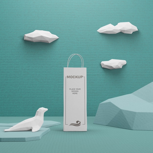 Download Kraft paper bag for ocean day with mock-up | Free PSD File