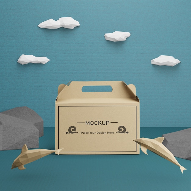 Download Free PSD | Kraft paper bag for ocean day with mock-up