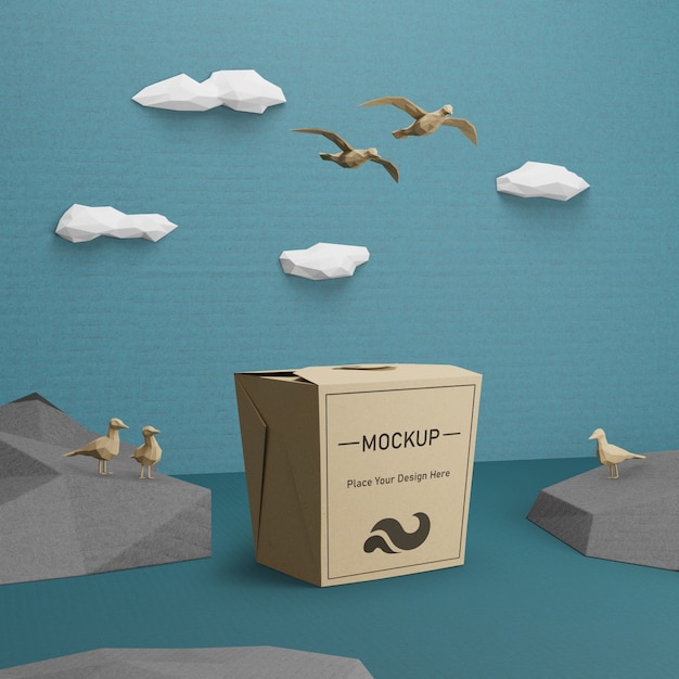 Download Kraft paper bag for ocean day with mock-up | Free PSD File