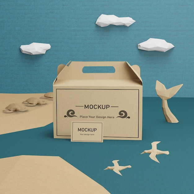 Download Kraft paper bag for ocean day with mock-up | Free PSD File