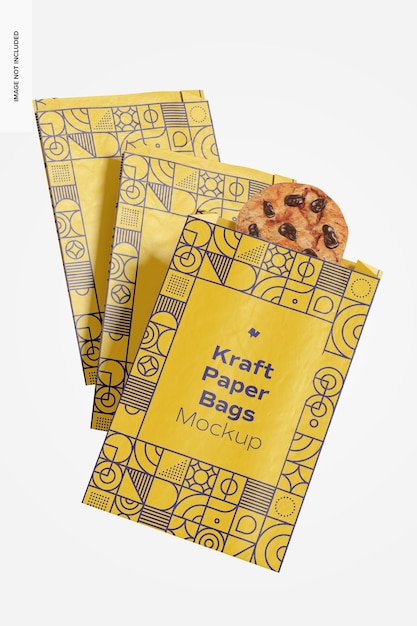 Download Premium Psd Kraft Paper Bag With Cookie Mockup