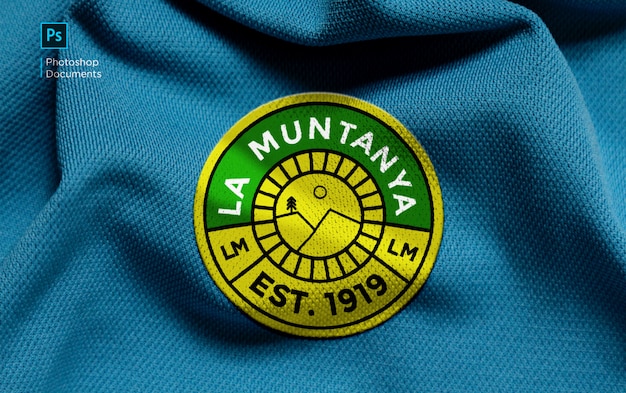 Download La muntanya fabric embroidered logo mockup design template | Premium PSD File