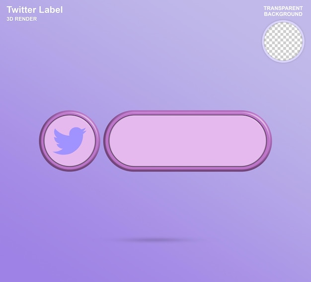 Premium PSD | Label with twitter logo and form for share link 3d