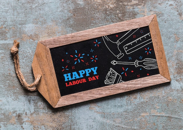 Download Labor day mockup with slate and tools PSD file | Free Download