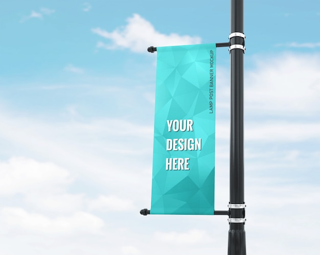 Download Lamp post banner left mockup | Premium PSD File