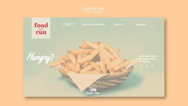 Download Landing page template food truck | Free PSD File