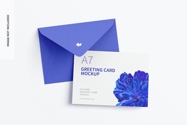 Download Premium PSD | Landscape a7 greeting card mockup with envelope