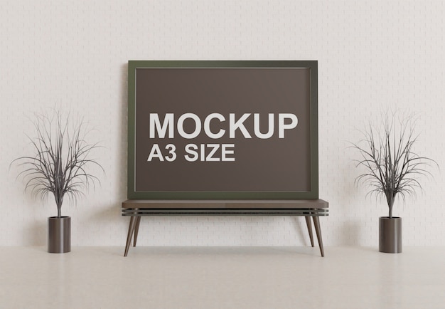 Download Landscape frame mockup on the table | Premium PSD File PSD Mockup Templates