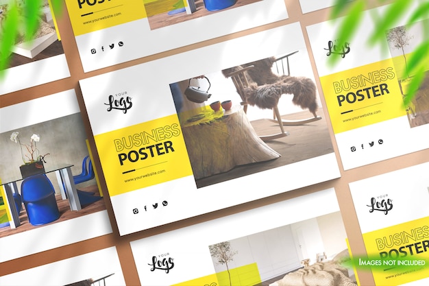 Download Landscape posters mockup for 3 different templates | Premium PSD File