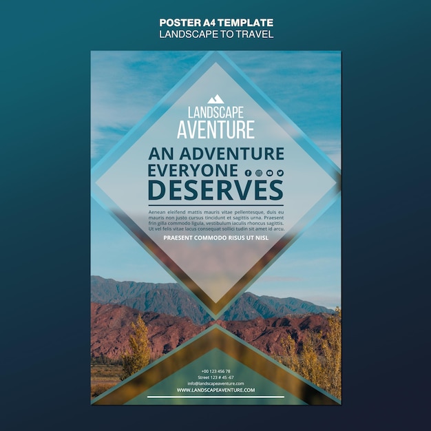 Free PSD | Landscape for travel concept poster template