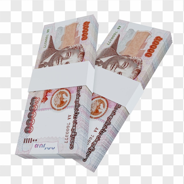 Premium PSD | Laos currency kip 50.000: stack of lak laos banknote