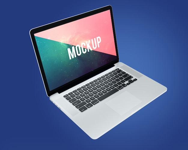 Download Free PSD | Laptop on blue background mock up