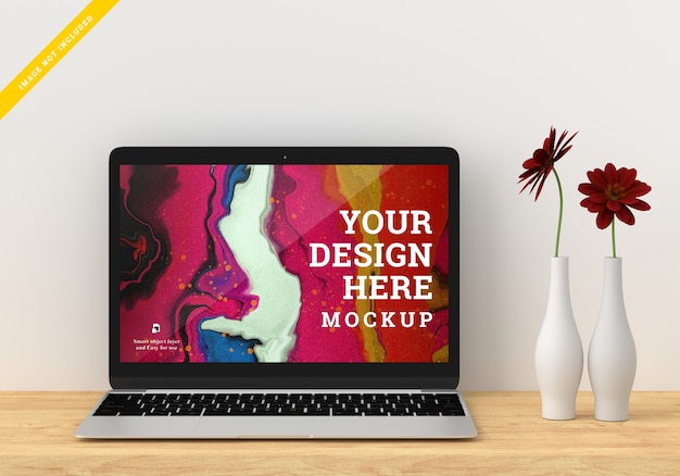 Download Laptop device mockup screen design. template psd. PSD file | Premium Download