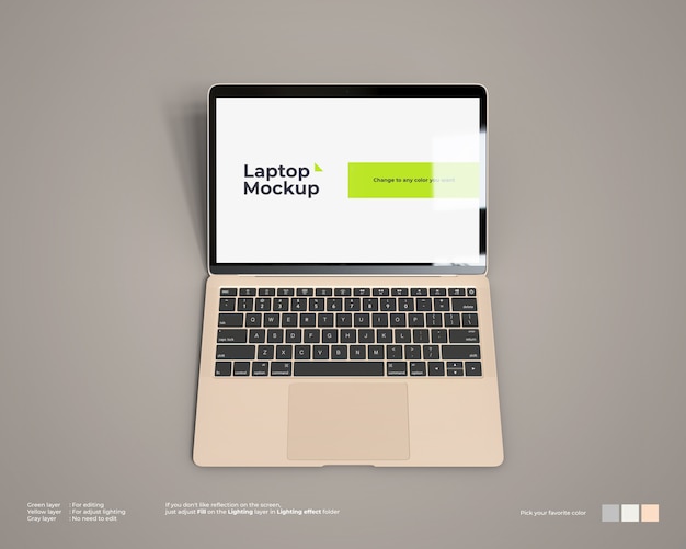 Download Premium PSD | Laptop mockup looks top front view