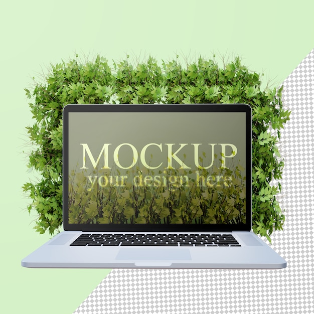 Download Premium PSD | Laptop screen mockup front view with floral ...