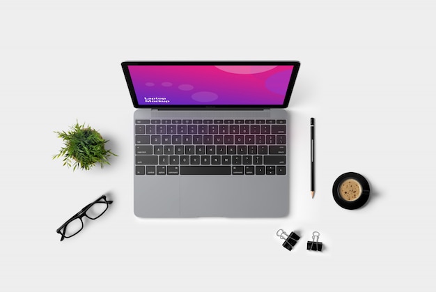 Laptop top view mockup | Premium PSD File