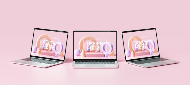 Premium Psd Laptops Mockup On Pink Background