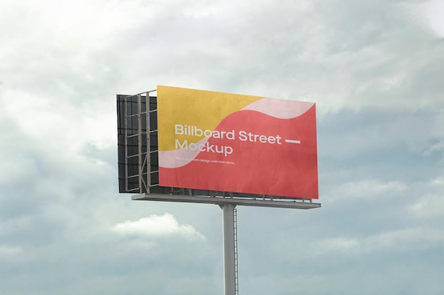 Download Free PSD | Large billboard mockup on cloudy sky