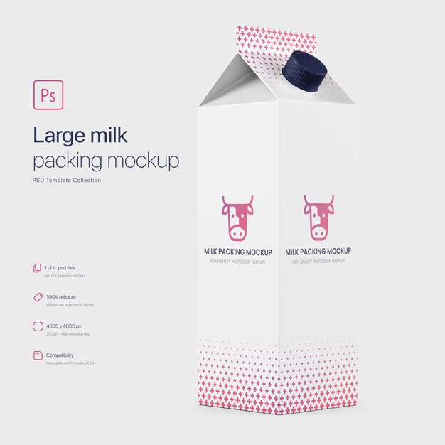 Download Large milk carton packing mockup | Free PSD File