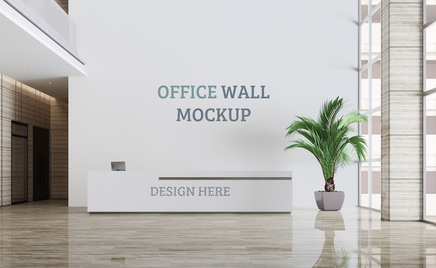 Download Large reception space. wall mockup | Premium PSD File