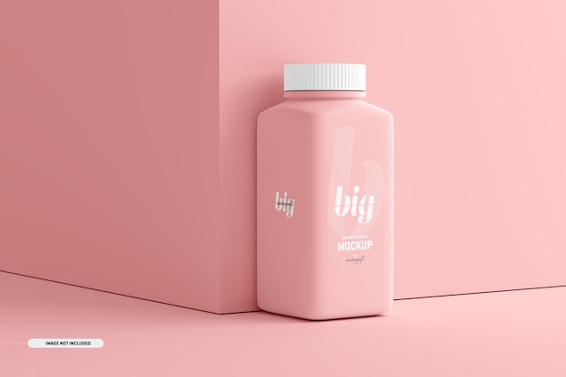 Download Free PSD | Large square pill supplement bottle mockup