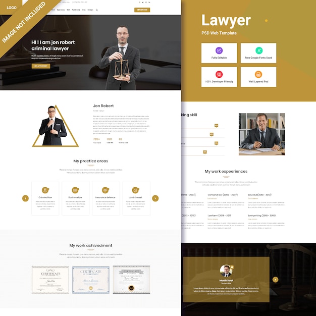 Law firm web interface design Premium Psd