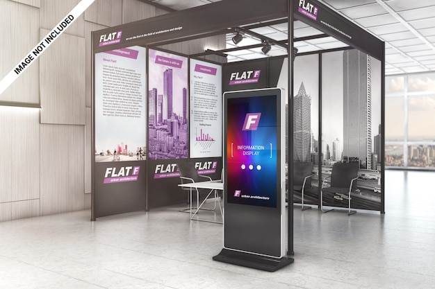 Download Premium Psd Lcd Display And Graphic Panels In Exhibition Hall Mockup