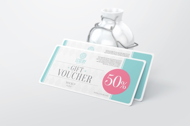 Download Leaning gift voucher mockup | Premium PSD File