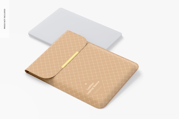 Free PSD | Leather laptop sleeve mockup, perspective