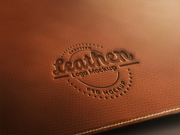 Leather logo mockup Premium Psd