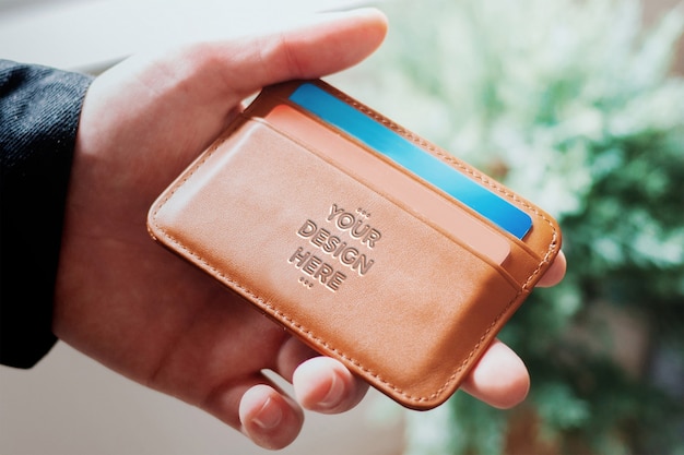 Download Premium PSD | Leather pressed wallet mockup