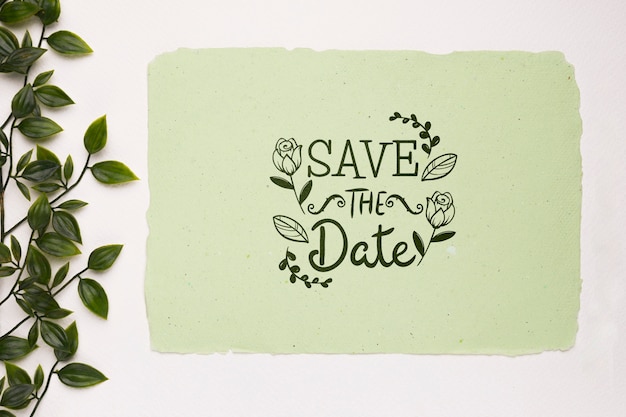 Download Free PSD | Leaves and save the date mock-up
