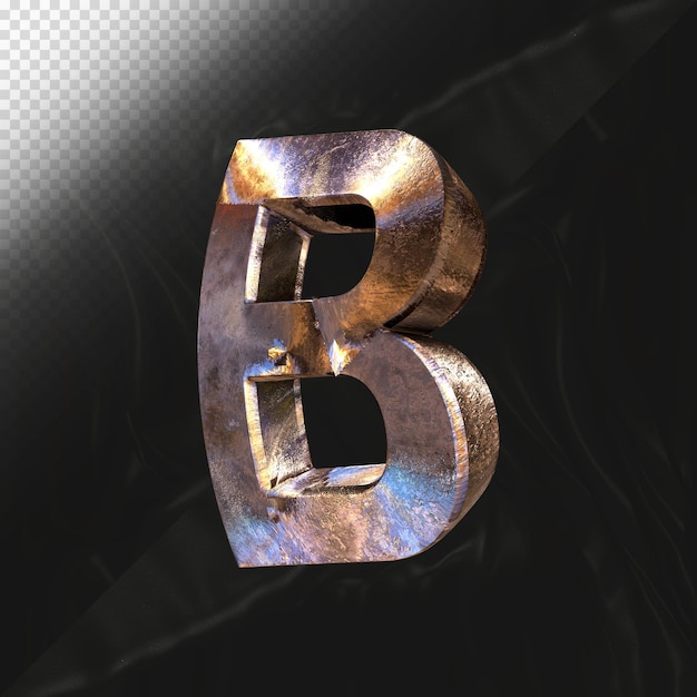 Premium PSD | Letter B 3d Render With Realistic Metallic Texture