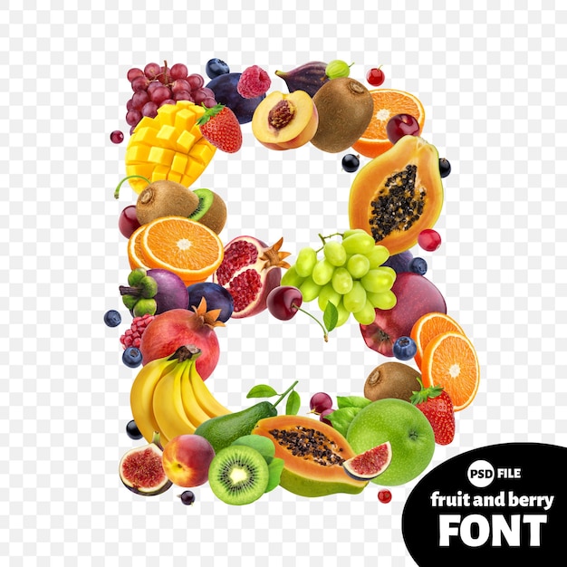 Premium PSD | Letter B, Fruit Font Symbol