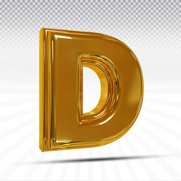 Premium PSD | Letter d 3d style color golden