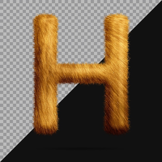 Premium PSD | Letter h with realistic 3d fur