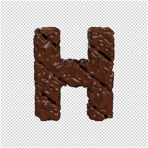 Premium PSD | Letter made of chocolate. 3d letter h