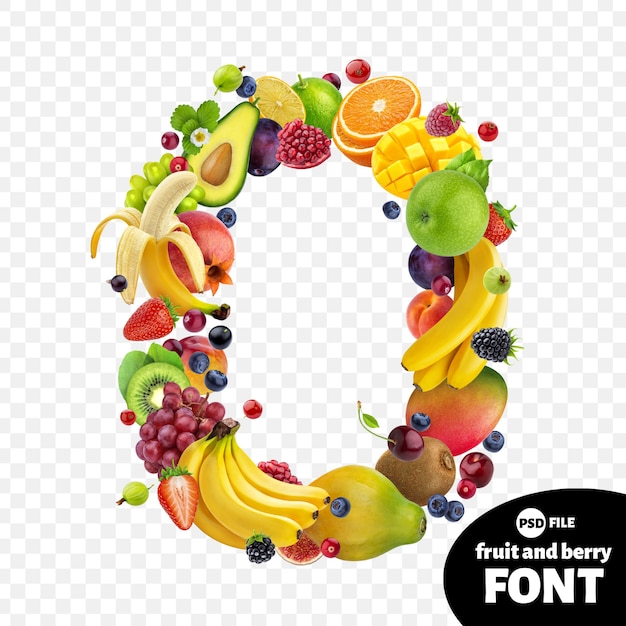 Letter o, fruit font symbol Premium Psd