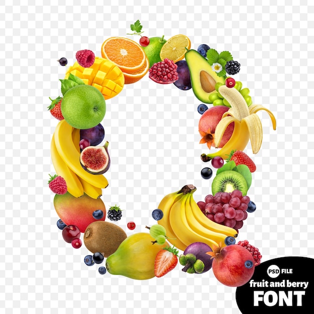 Letter q, fruit font symbol Premium Psd
