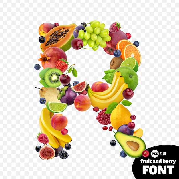 Letter r, fruit font symbol Premium Psd
