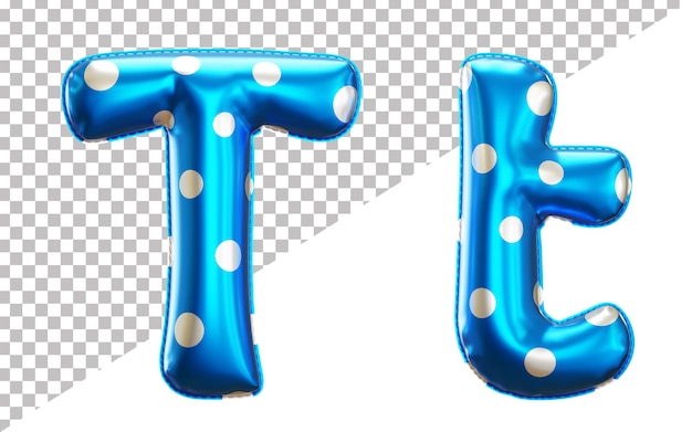 Premium Psd Letter T Polka Dots Helium Foil Balloon Alphabet With Uppercase And Lowercase