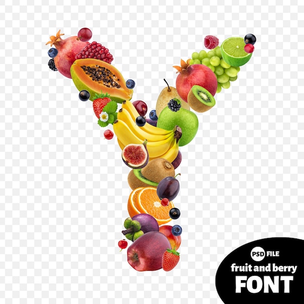 Letter y, fruit font symbol | Premium PSD File