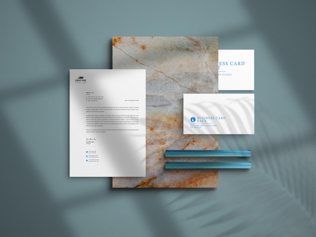 Premium PSD | Letterhead and business card mockup