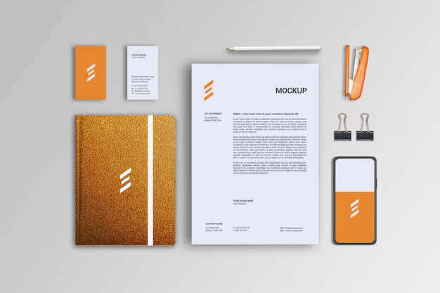 Download Letterhead, phone, business card & leather notebook mockup ...