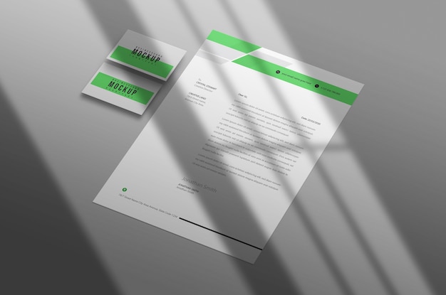 Download Free PSD | Letterhead with business card mockup psd