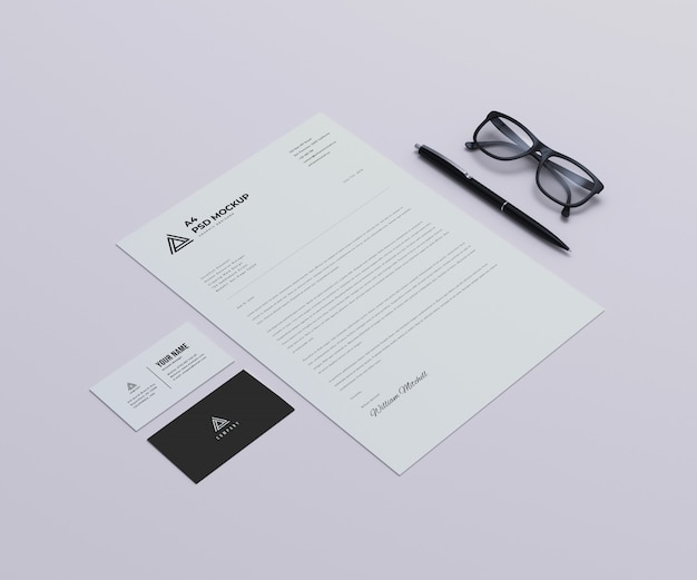 Download Letterhead with business cards mockup | Premium PSD File