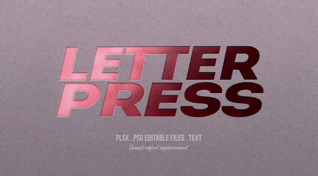 Download Letterpress 3d text style effect mockup PSD file | Premium ...